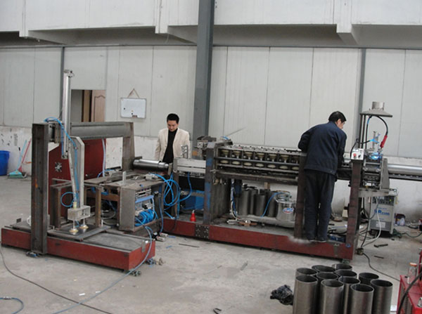 Automatic rolling and welding production line
